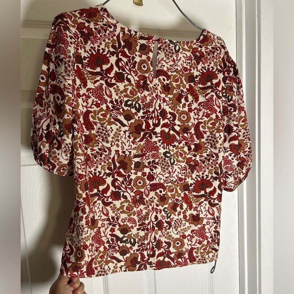 Sam Edelman Red and Brown Floral Blouse - Picture 5 of 6